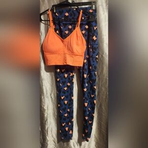 Popfit Activewear Set | Orange and Blue Leopard Print Activewear Set
